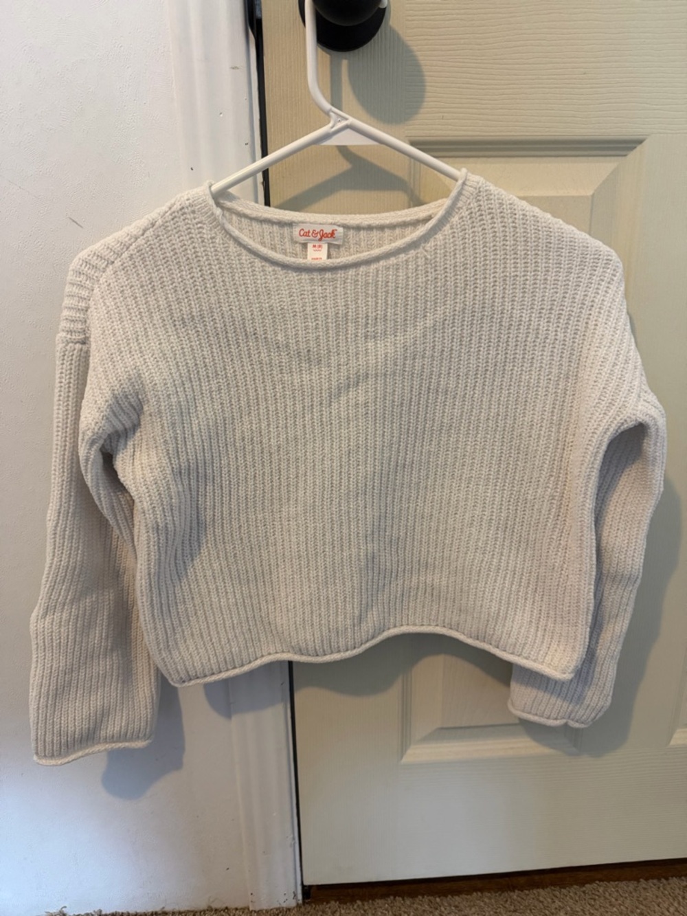 Cat & Jack Cream Waffle-Knit Crewneck Sweater - Women's